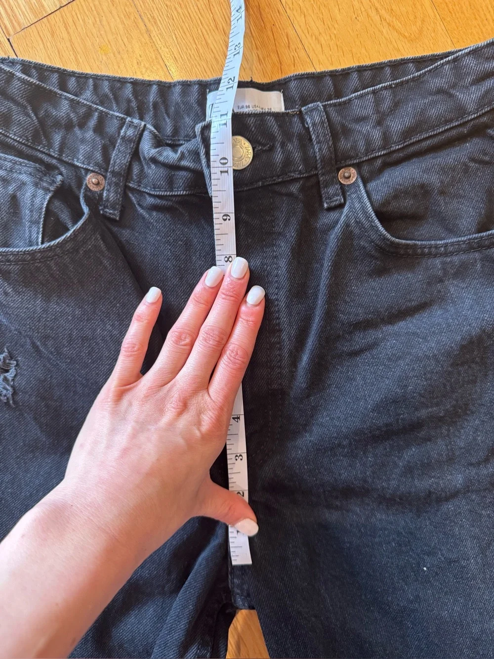 Zara washed black wide leg ripped jeans - Picture 6 of 9